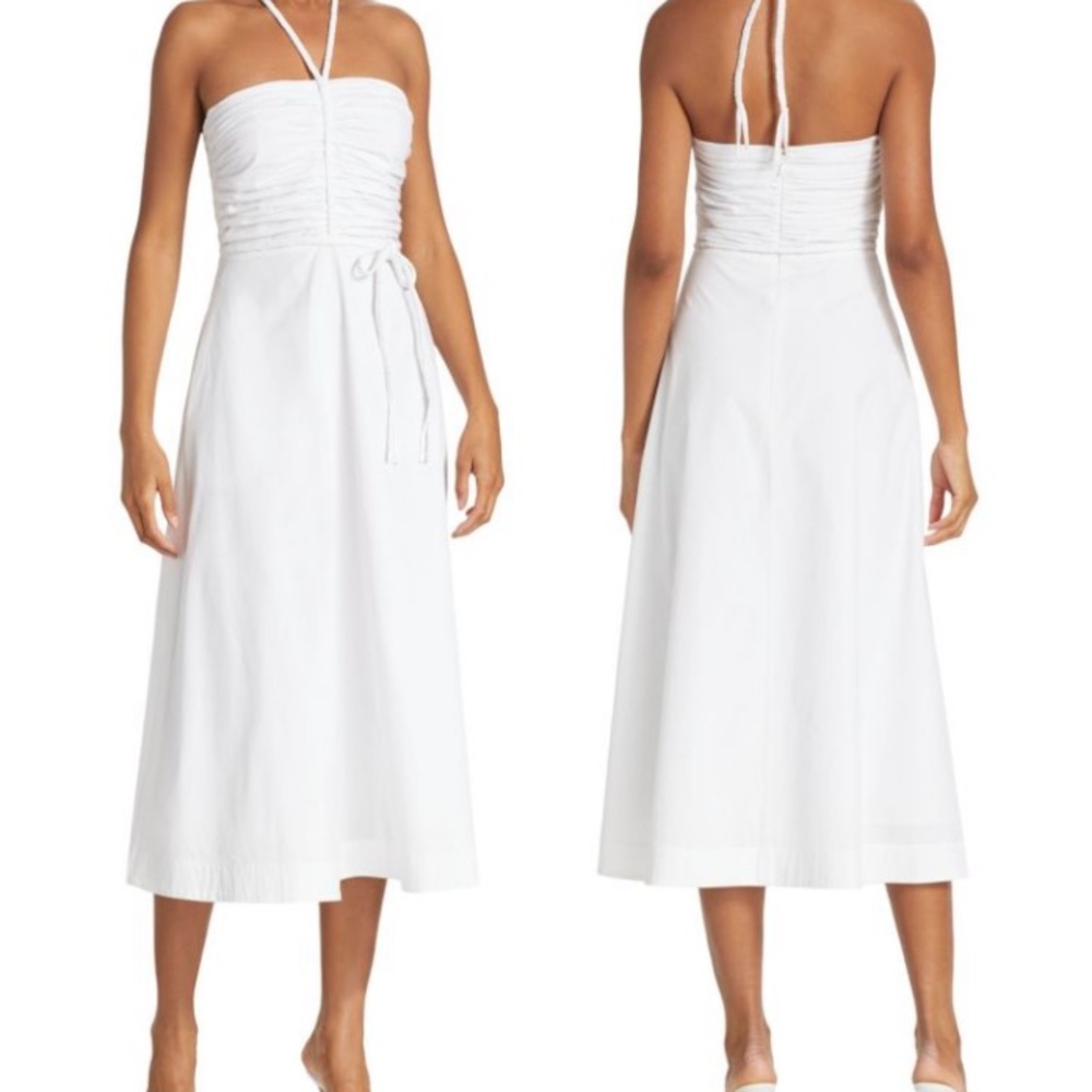Veronica Beard ‘Tucker’ Halter Midi White Dress 6 Medium